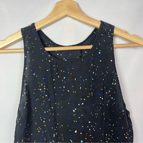 Aritzia Wilfred Black Confetti Speck Split Back Silk Tank Top XS - Picture 3 of 3